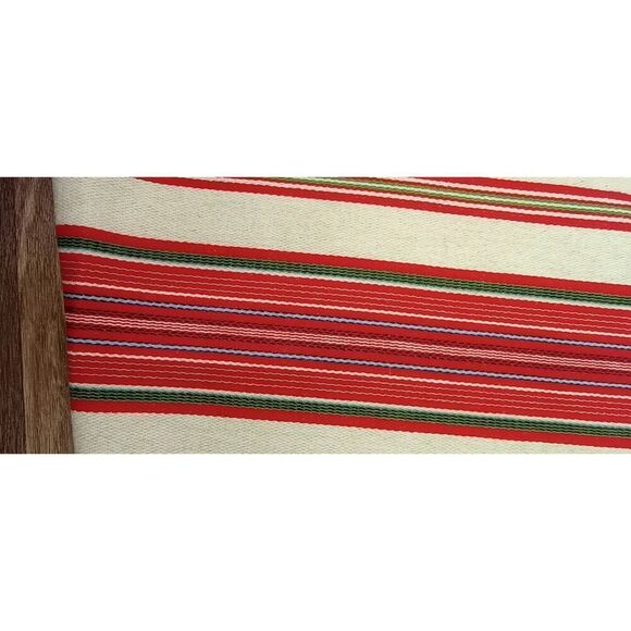 Vintage woven table runner red cream and green long - Picture 6 of 8